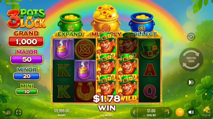 Major Jackpot win popup in the 3 Pots of Luck Respins round
